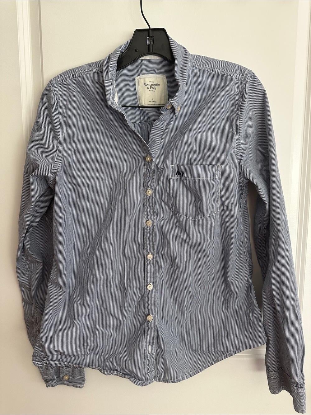 Abercrombie & Fitch Blue Pinstripe Button-Down Shirt